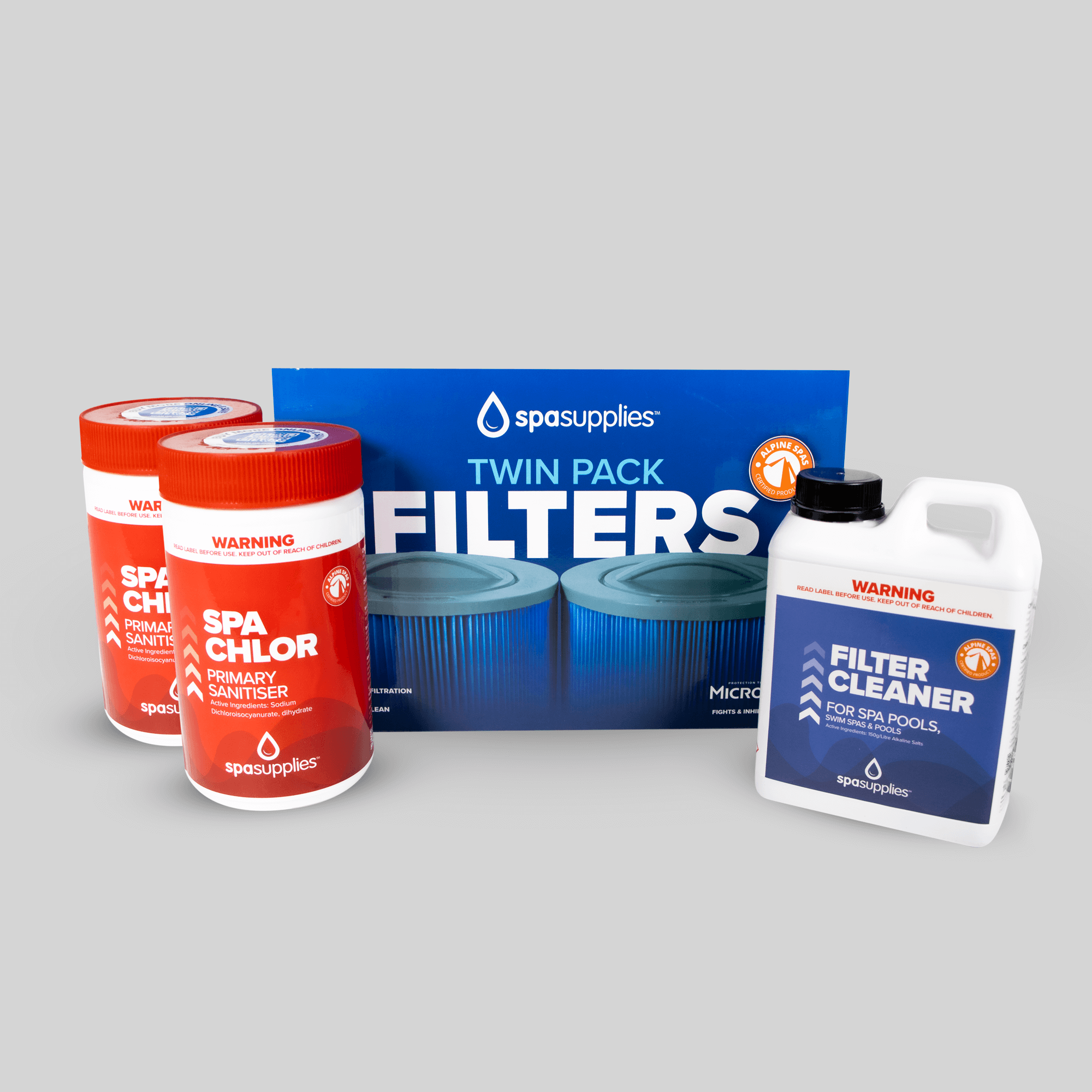 Standard Microban Filter Pair, Filter Cleaner & 2kg Chlorine Subscript